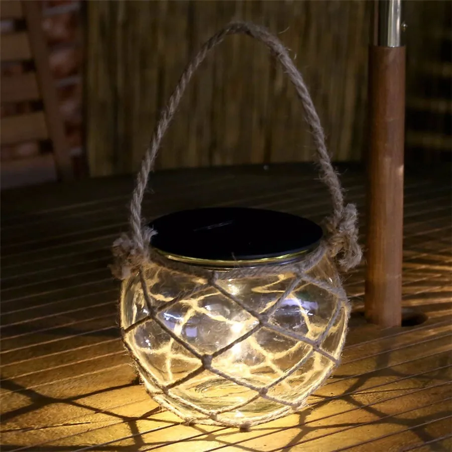 Thrisdar 1pc Jar Solar Garden Candle Lamps Retro Lantern Thrisdar 1pc Jar Solar Garden Candle