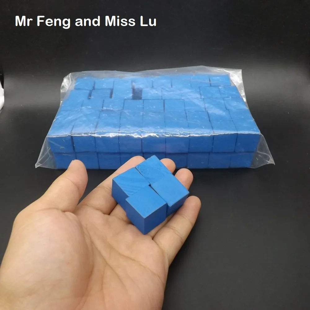 

Blue 100 pcs 2 cm Pine Tree Wooden Cube Game Gadget Brain Teaser Common Sense Education Toys For Children