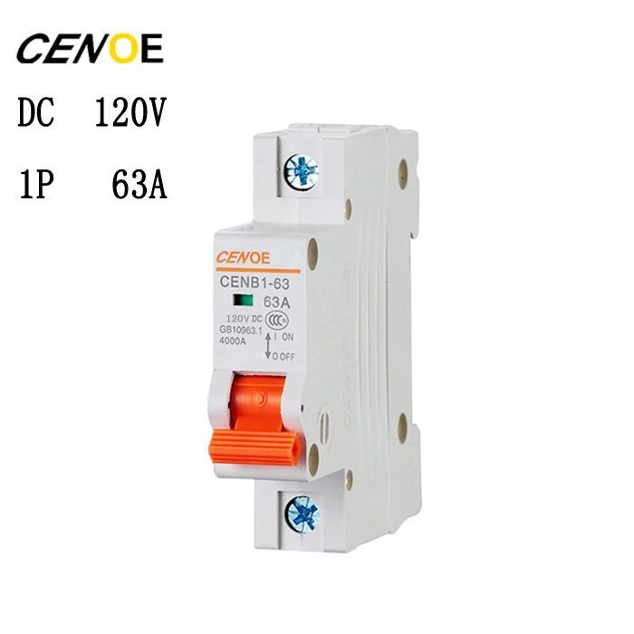 

CENOE electrocar battery dc Circuit breaker 63A din rail MCB mini Circuit breaker DC with overload and short circuit protection