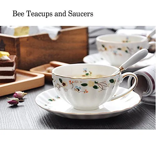 Британский стиль, Высококачественная кофейная чашка из костяного фарфора, пасторальный послеобеденный чай, керамический цветок, пчела, чайная чашка, блюдо, canecas, украшение для дома