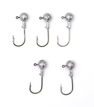 

5 Pcs/Lot 1g/3g/5g/5.5g/10g/14g River Lead Head Hook Jigs Bait Fishing Hooks For Soft Lure Fishing Tackle Ocean Boat Fishing