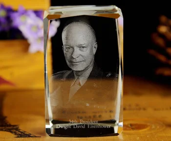 

OFFICE HOME best gift limited edition art Decor 3D american president Dwight David Eisenhower Crystal Image Decoration