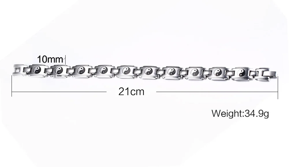 Мужской браслет магнитотерапии с Инь-Ян сплетни шаблон из нержавеющей стали серебряный тон унисекс ювелирные изделия подарок