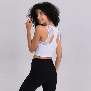 Free Shipping NWT Yoga Workout Gym Tank Tops Women Racerback Tank Hollow Out Sports Sleeveless Shirt Loose Athletic Tops 5