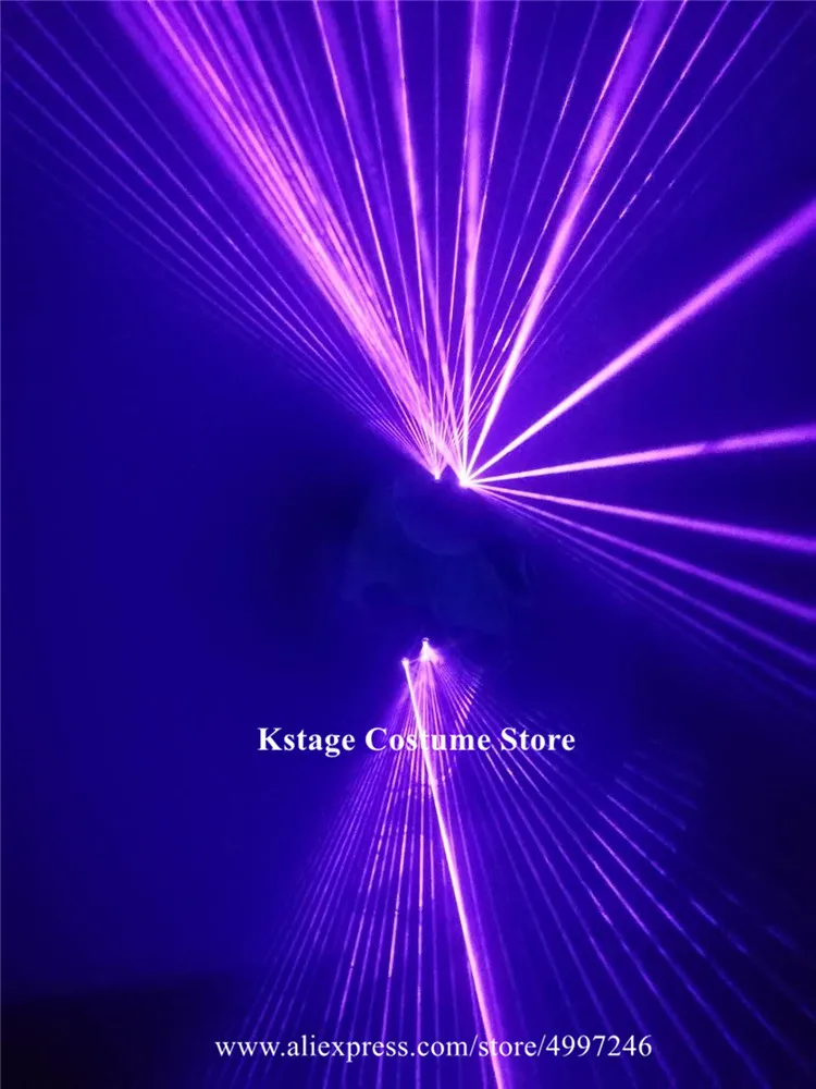 KS22 Party purple blu laser heads laser gloves dj wears 2pcs laser rechargeable gloves led costumes robot man projector disco dj