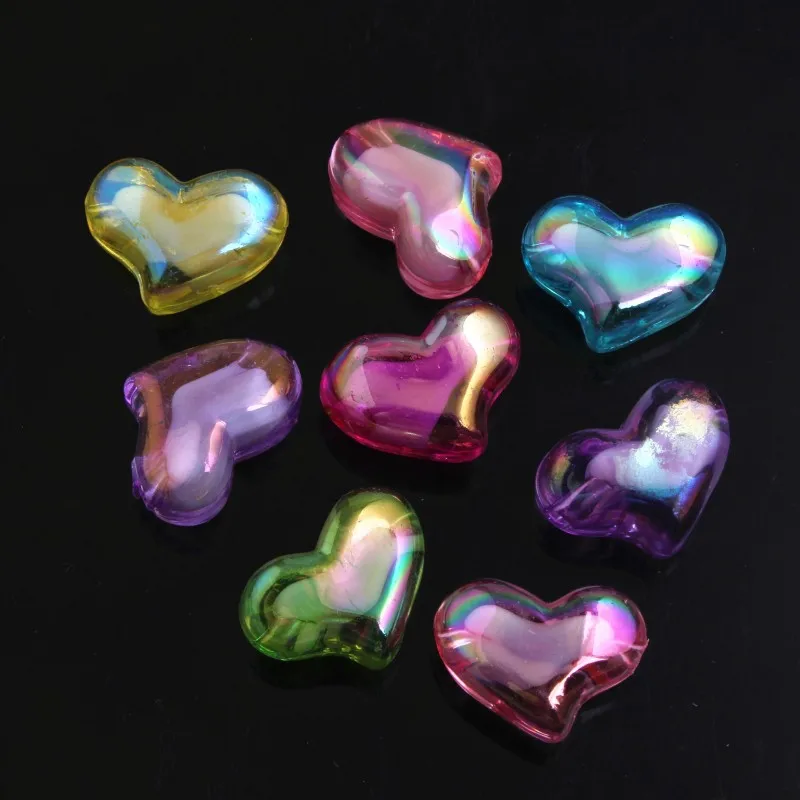 

OYKZA Wholesales Cheap Price Chunky Acrylic Ab Effect Heart Beads in Beads for Necklace DIY Making 22mm 200pcs a lot