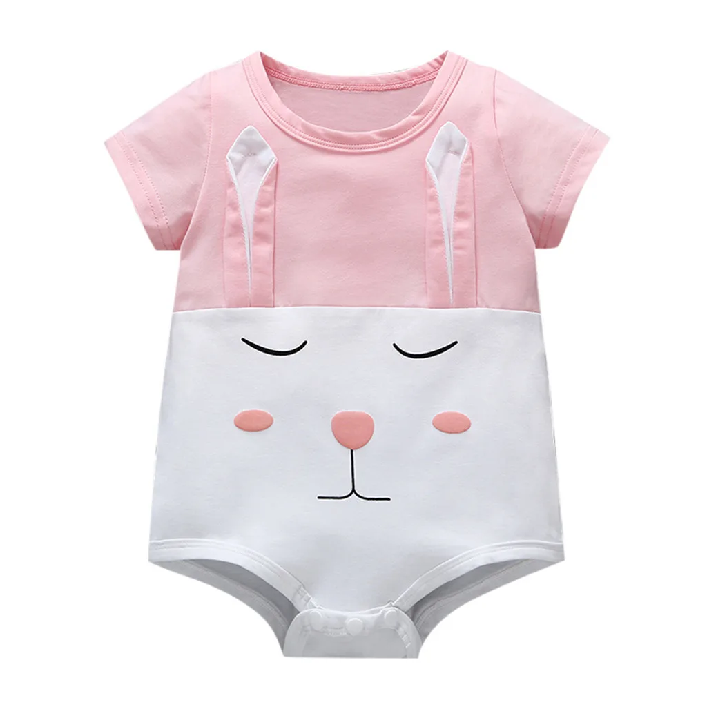 

Newborn baby cotton rompers lovely Rabbit ears baby boy girls short sleeve baby costume Jumpsuits Roupas Bebes Infant Clothes