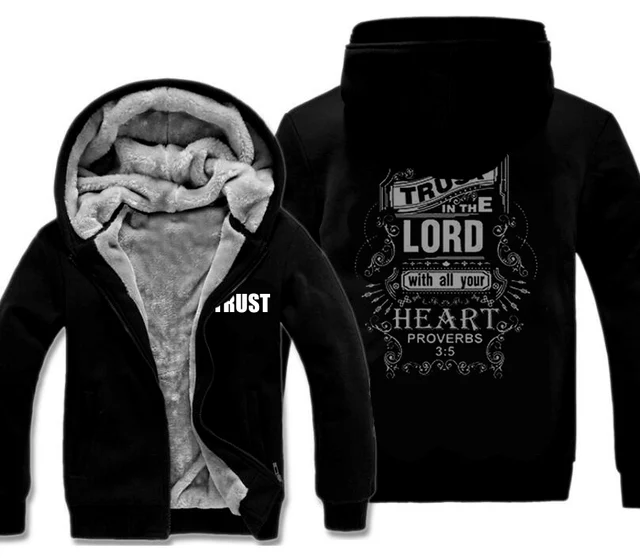 Trust in The Lord Christian Hoodies Men's Black Jesus Cotton Hoodies