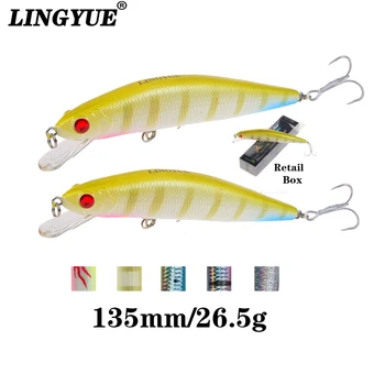 

LINGYUE Quality Minnow Fishing Lures 135mm/26.5g Sinking Crankbaits isca artificial VMC Hooks Hard Wobbler pesca Tackle Winter