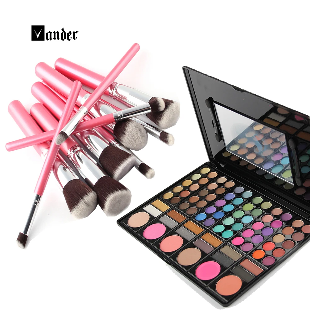 New Professional 10pcskits Makeup Brushes Set + 78 Colors Eyeshadow Palette Highlighting and Liner Shade Styling Tools Sets
