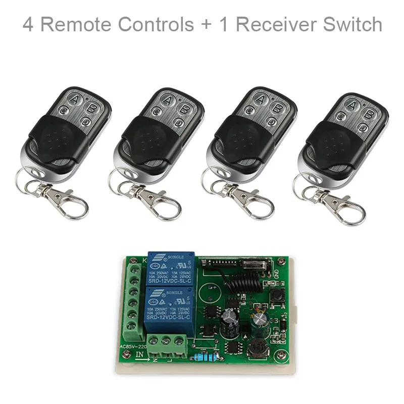 QIACHIP 433 MHz дистанционного Управление переключатель передатчик дистанционного Управление переключатель+ RF реле приемник дистанционного Управление для потолочный светильник - Цвет: 4 RC and 1 Receiver