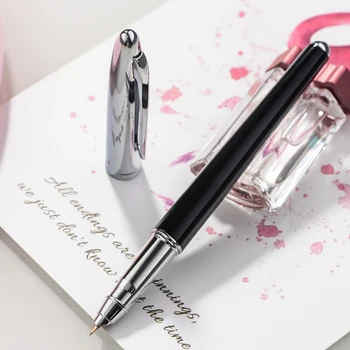 

Hero 100 10K Gold Nib Classic Metal Fountain Pen Urban Fashion Women Lady Authentic Quality Black Color Ink Pen Writing Gift Set