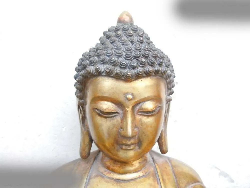 free shipping 17 China copper Bronze gild fine Buddhism Sakyamuni buddha Sculpture statue A 0505