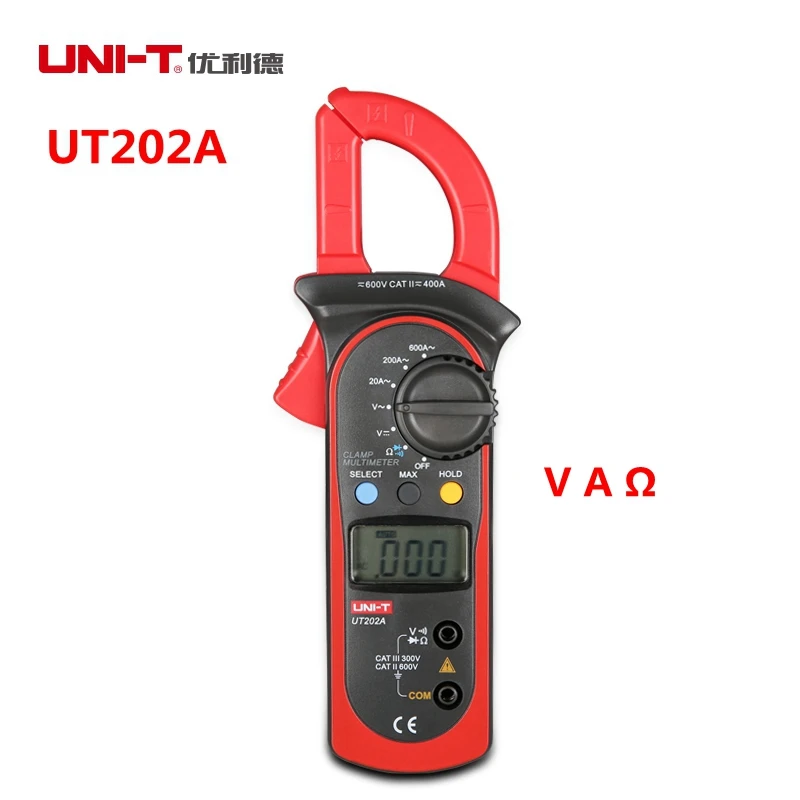 

UNI-T UT202A 600A Digital Clamp Multimeter Instrumentation Voltage Current Resistance Multi Tester Diagnostic-tool