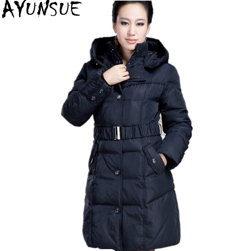 AYUNSUE куртка-пуховик на 90% белом утином пуху, зимнее теплое пальто, женская длинная куртка для женщин, тонкая парка, jaqueta feminina invern 125NvK