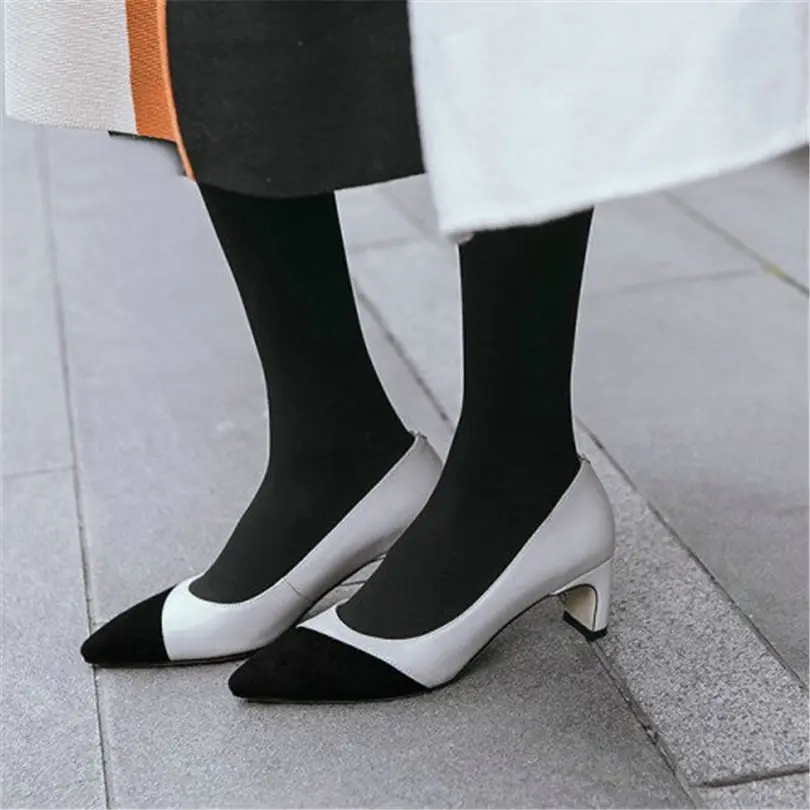 

NAYIDUYUN 2019 Wedding Mary Janed Shoes Womens Genuine Leather Slip On High Heel Party Pumps Shoes Pointed Toe Casual Shoes