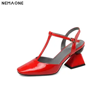 

NEMAONE Fashion Women Summer Sandals high Heels Genuine Leather Mary Jane Prom Pumps Quality Party Wedding Shoes Woman Pumps