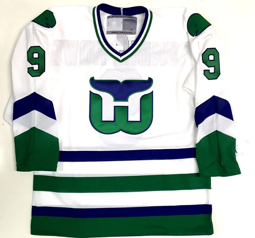 

#9 GORDIE HOWE Hartford Whalers throwback MEN'S Hockey Jersey Embroidery Stitched Customize any number and name