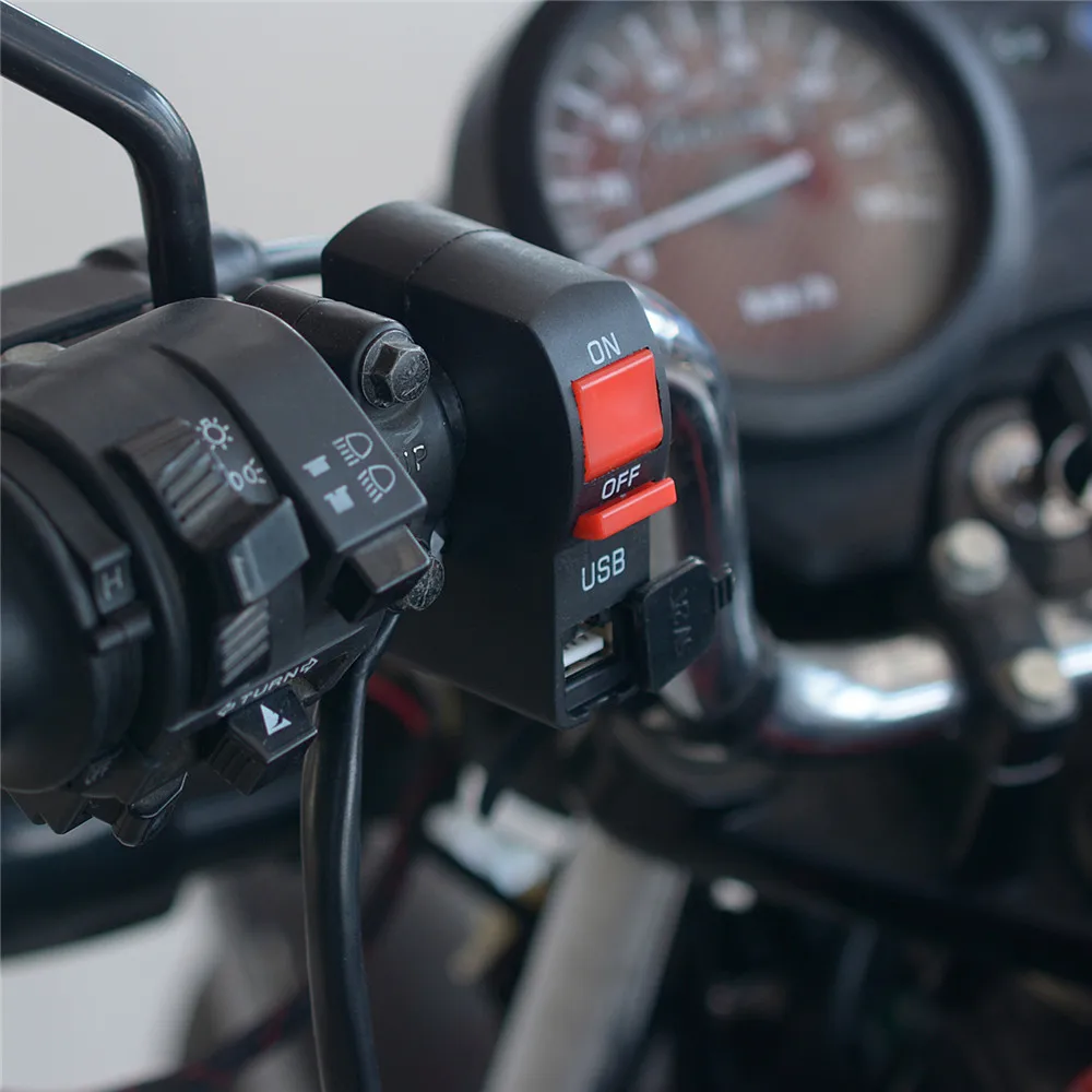 

Universal Motorcycle Handlebar Fog Light Switch ON-OFF Button Switch 12V USB Waterproof Modified Head Lamp Angel Eyes Light