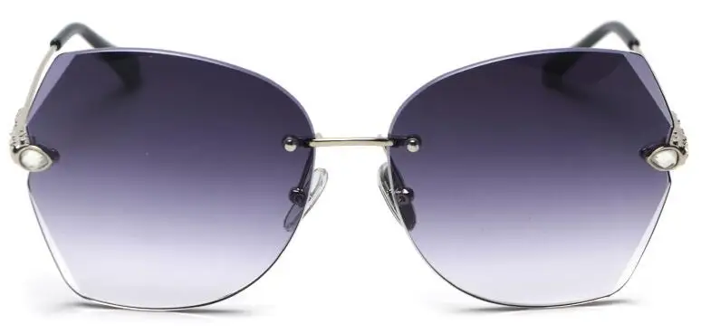C56 gradient gray Модные сексуальные зеленые солнцезащитные очки для женщин, дизайнерские высококачественные очки без оправы со стразами, градиентные очки для женщин - Цвет линз: C56 gradient gray