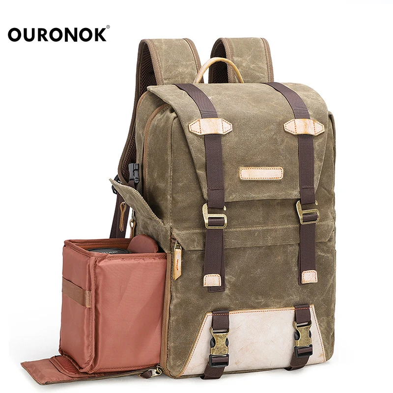 

Canvas Waterproof Camera Back and Double Shoulder Photo Backpack Outdoor Large Capacity Camera Photography Bag Outdoor Bag