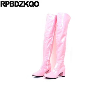 

high quality heel waterproof shoes chunky 13 45 big size square toe thigh boots for plus women wide calf 12 44 over the knee