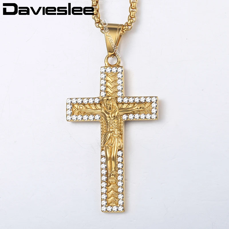 Croix Pour Homme Stainless Steel Chaine Pendentif Colier Jesus Christ