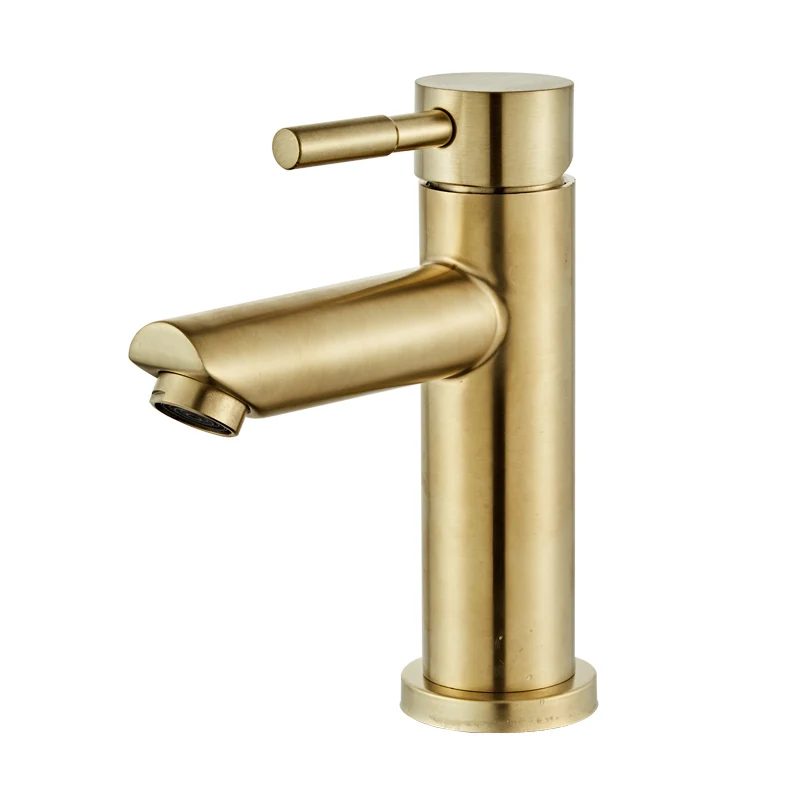 Preise Bad Wasserhahn Messing Badezimmer Basin Wasserhahn Kalt Und Warmwasser Mischer Waschbecken Wasserhahn Einzigen Griff Deck Montiert Gebürstet Gold tippen
