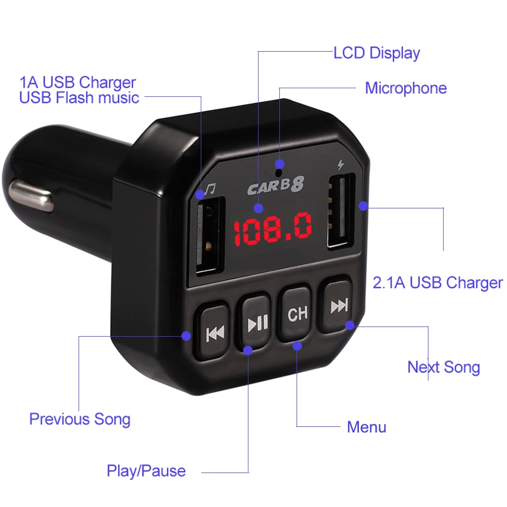 Fm-передатчик, Bluetooth, автомобильный комплект громкой связи, fm-модулятор, Автомобильный MP3-плеер, двойной USB, 5 В, 3.1A, зарядное устройство для телефона, TF, USB, воспроизведение музыки, ЖК-шоу