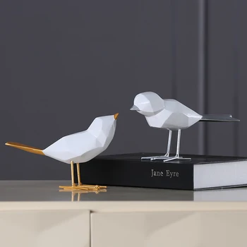 

Simple Tail Gold Silver Geometry Origami Sparrow Bird Resin Furniture Soft Decoration Home Decoration Accessories Modern