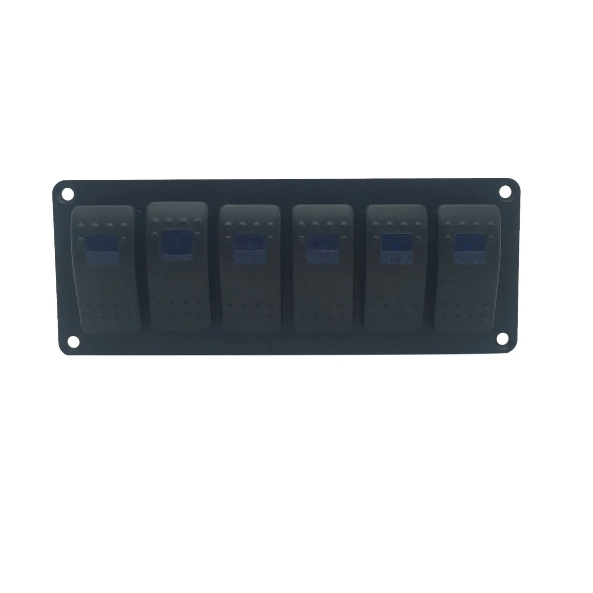 Switch Panel 12 Volt Alloy Illuminating 6 Gang Vertical With Fuses Black New