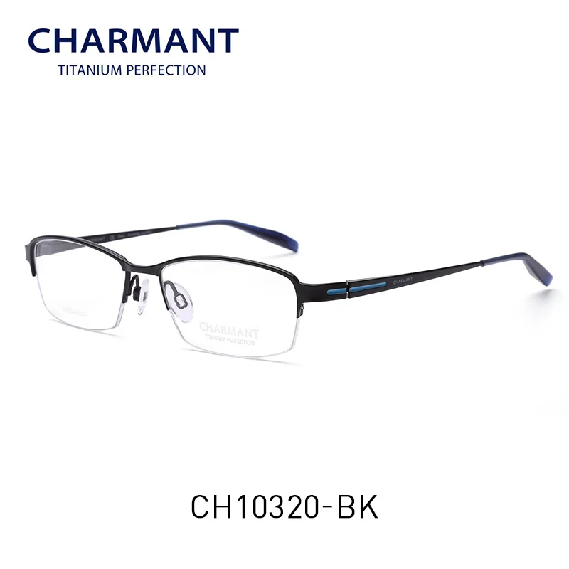 CHARMANT Pure Titanium Eye Glass Frame for Men Half Rimless Optical Glasses Beta Titanium Spectacles Frames CH10320