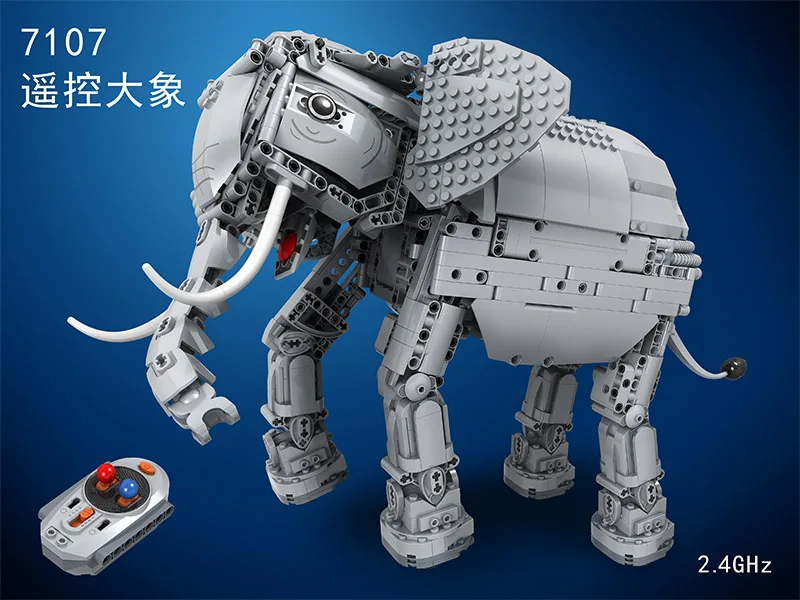 Winner 7107 Technic Creators 1542pcs Creative RC Remote Control Elephant Animal Electric Building Blocks toys for Children
