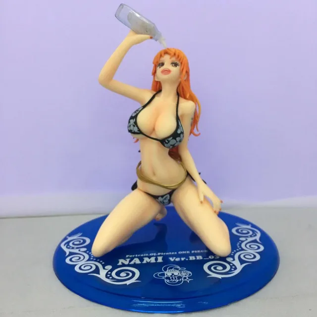 Best Offers One Piece Anime black Nami BB.Ver Drinking PVC 150mm One Piece Action Figures Collectible Model Toy Nami