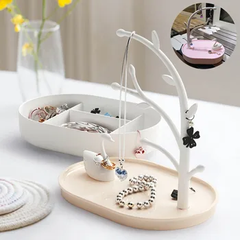 

Elegant Luxury Swan Lake Jewelry Rack Jewelry Box Necklace Storage Ornament Collection Ring Case Trinket Holder Home AccessorieS