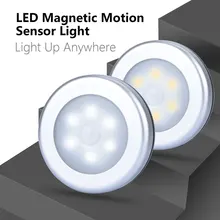 2017 Abajur 1pc Led Night Pir Motion Sensor Round Cabinet Energy Saving Wall Lamp Lighting By 3a Battery For Closet Bedroom