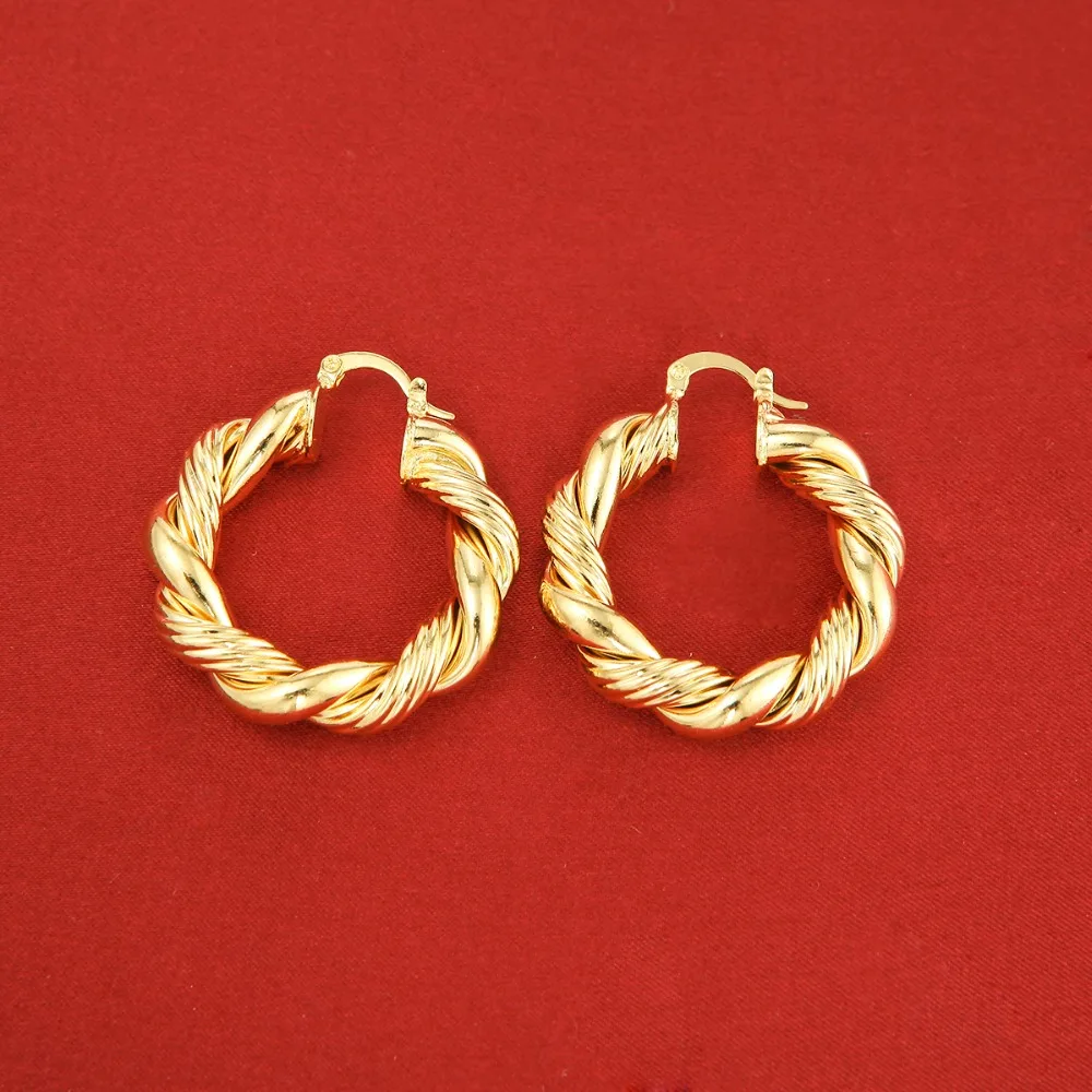 Two Colors Gold African Ethiopian Arab Twist Hoop Earring Jewelry for Women Two Colors Gold African Ethiopian Arab Twist Hoop Earring Jewelry for Women