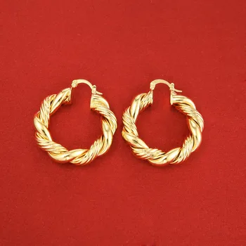 

Two Colors Gold African Ethiopian Arab Twist Hoop Earring Jewelry for Women