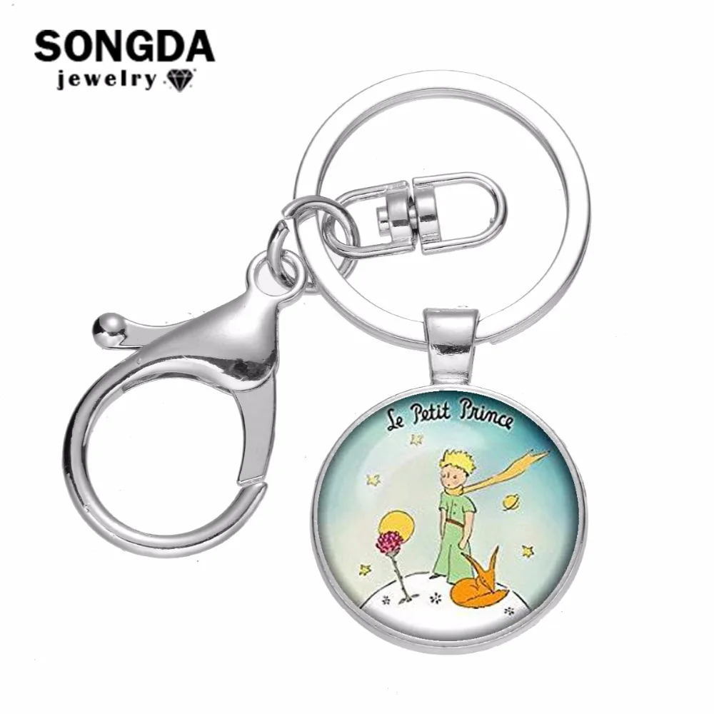 

SONGDA The Little Prince Key Chain Top Quality Little Prince Fox Rose Cartoon Printed Pendant Keychain Bag Charm Key Ring Holder