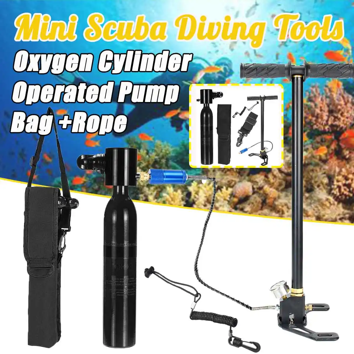 

Diving Equipment Snorkel Hand Operated Pump For Scuba Diving Cylinder Oxygen Air Tank Snorkeling High-pressure Pump Spare Parts