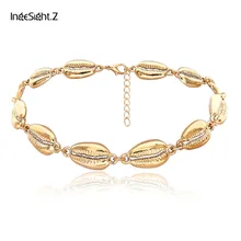 IngeSight. Z модное ожерелье-чокер в виде морской раковины из металла в стиле бохо, массивная золотая Серебряная цепочка на ключицы для женщин, ювелирные изделия, подарки