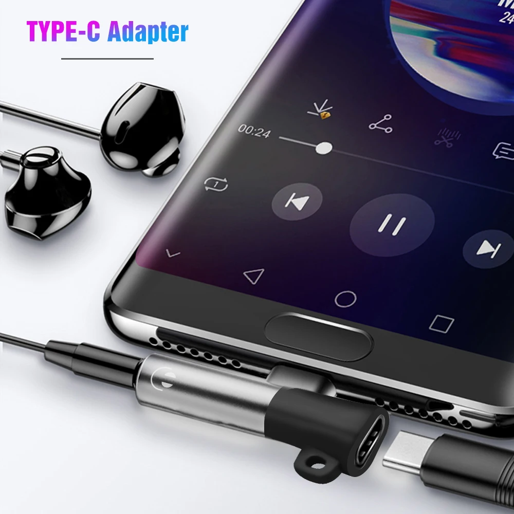 

New 2 in 1 Type C to 3.5mm Audio Jack Charger Adapter Headphone Cable for Xiaomi 6 6X 8 For Huawei P20 For HTC 11 Usb Adapter