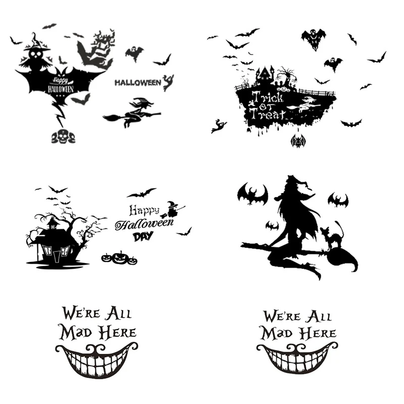 

creative witch ghost black wall stickers for kids rooms bedroom window home decor halloween festival wall decals vinyl mural art