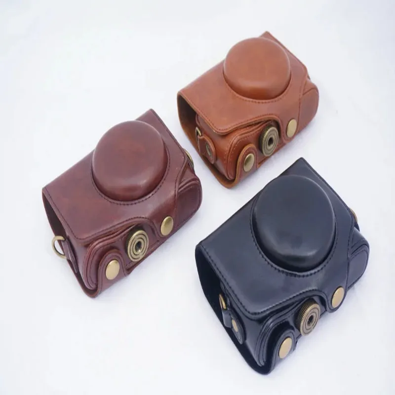 

Black Brown PU Camera Case Bag Cover For Canon PowerShot SX720 HS SX720HS SX720 Protective Pouch+Shoulder Strap