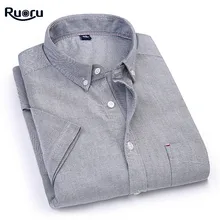 Ruoru плюс Размеры 4XL Новые Летние корейский стиль Мужская рубашка с коротким рукавом модные однотонные Цвет Slim Fit Повседневная рубашка Для мужчин одежда