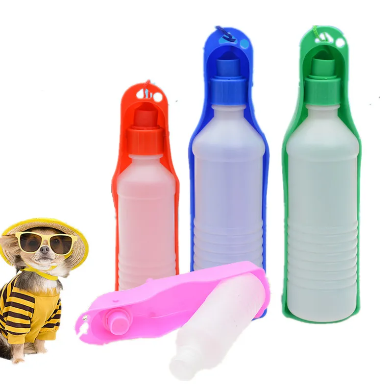 

250/500ml Foldable Pet Dog Drinking Water Bottles Travel Hand Held Puppy Dogs Squeeze Water Bottle Dispenser Flip Down Water Pan