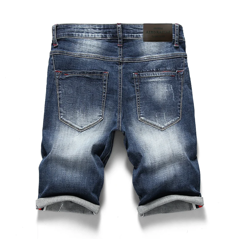 AIRGRACIAS летние новые мужские Стрейчевые короткие джинсы модные повседневные 98% хлопковые Высококачественные эластичные джинсовые шорты брендовая одежда