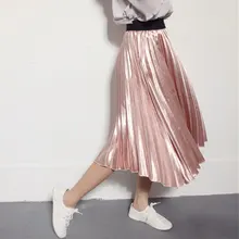 Короткая юбка женская осень-зима новая необычная Корейская Высокая талия металлическая плиссированная юбка длинная параграф большие юбки