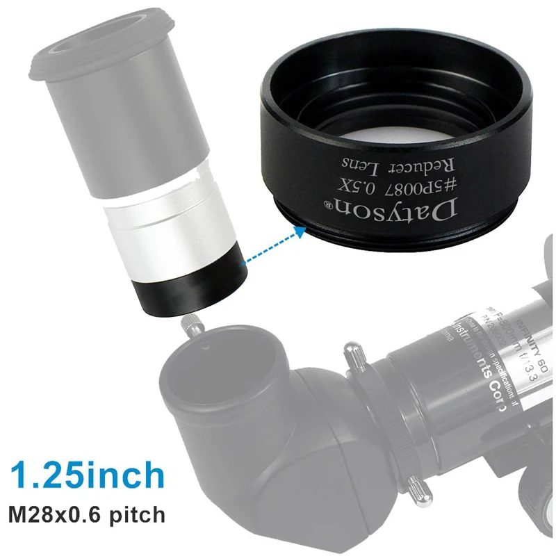 Focal para Qualquer Adaptador de Câmera Lente Redutor Ocular Telescópio Astronomia Diagonal Extensor Tubo ou 0.5x M28x0.6 1.25 9 0.5x lente redutor focal para qualquer m28x0.6