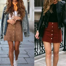 Модные юбки Дамские туфли из pu искусственной кожи Высокая Талия Тонкий вечерние карандаш юбка мини-юбка Для женщин Однотонная футболка на пуговицах, для девочек, юбка